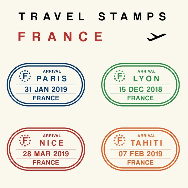 France passport stamps — Stock Vector