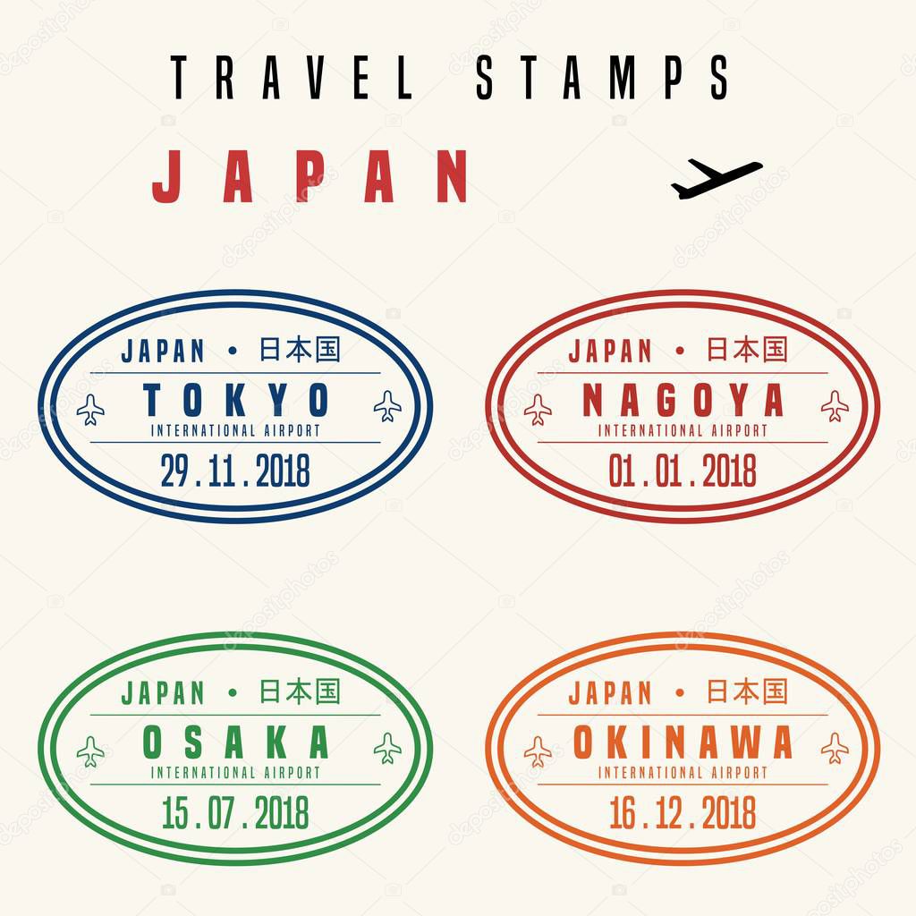 Japan travel stamps