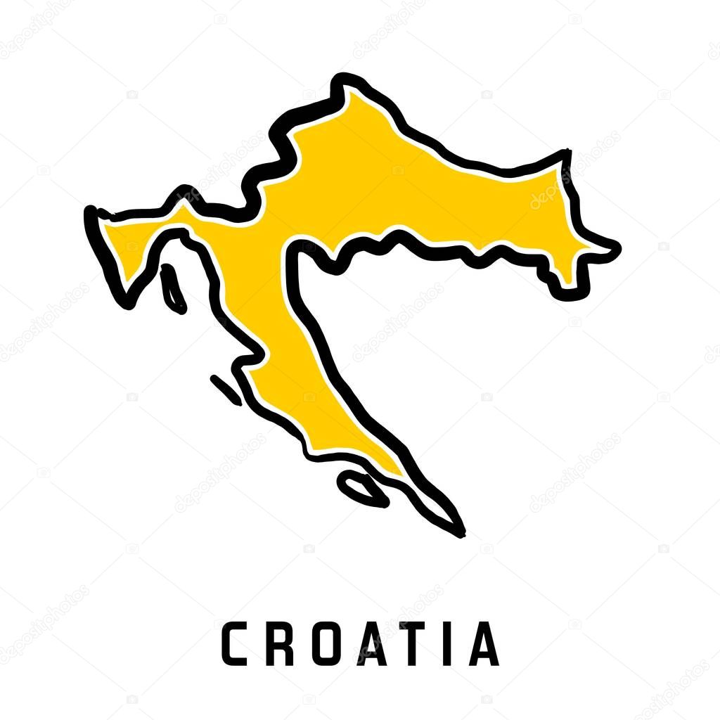 Croatia simple map outline - simplified country shape map vector.