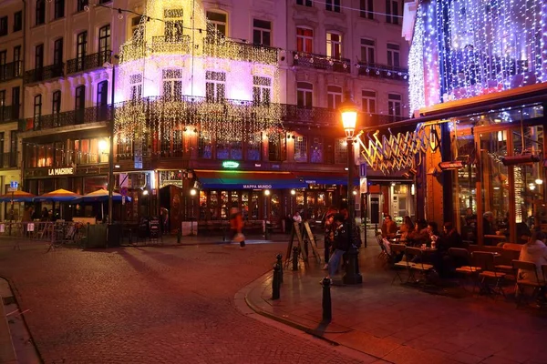 Bryssel natt i Belgien — Stockfoto