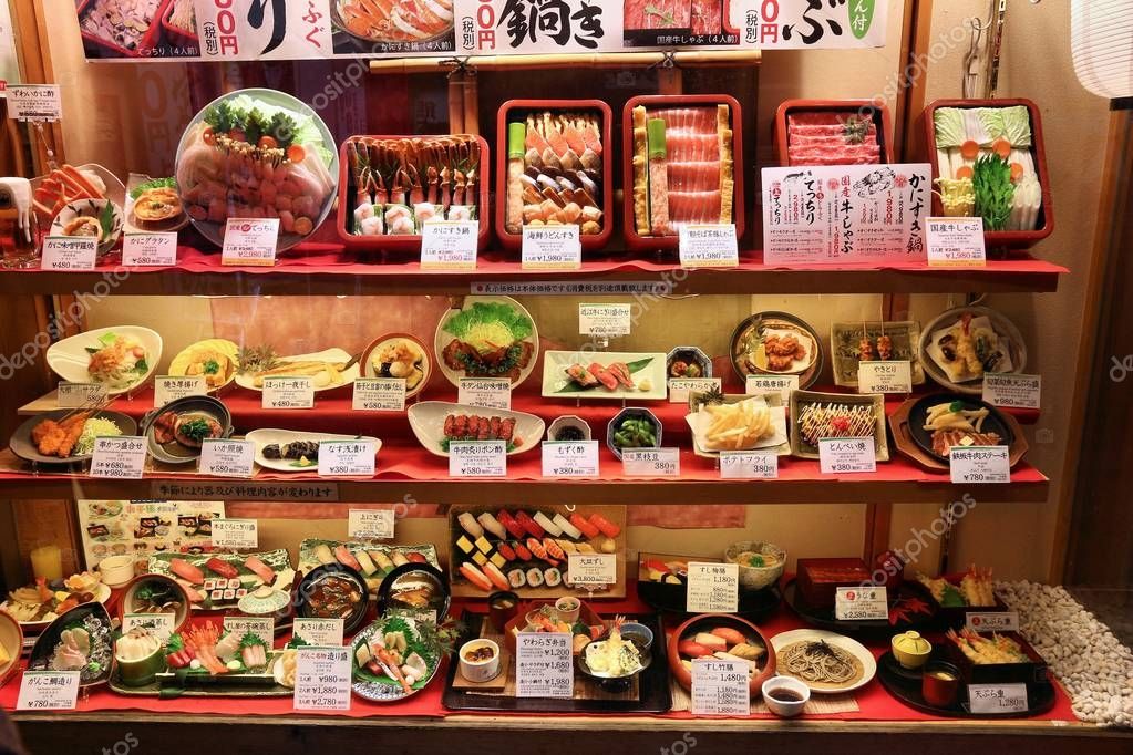Japanese restaurant window display Japan restaurant window Stock