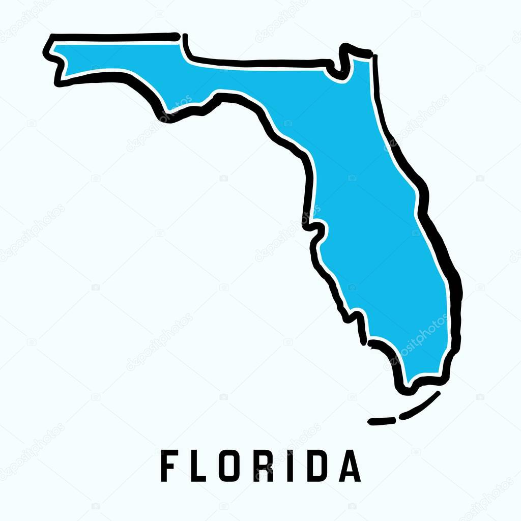 Florida map outline - smooth simplified US state shape map vector.