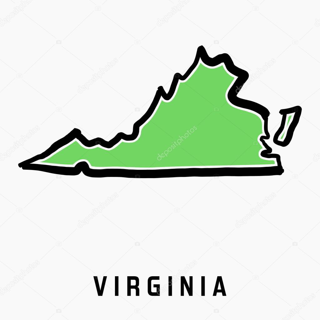 Virginia map outline - smooth simplified US state shape map vector.