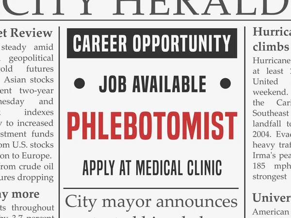 Phlebotomist Medikal Kariyer — Stok Vektör