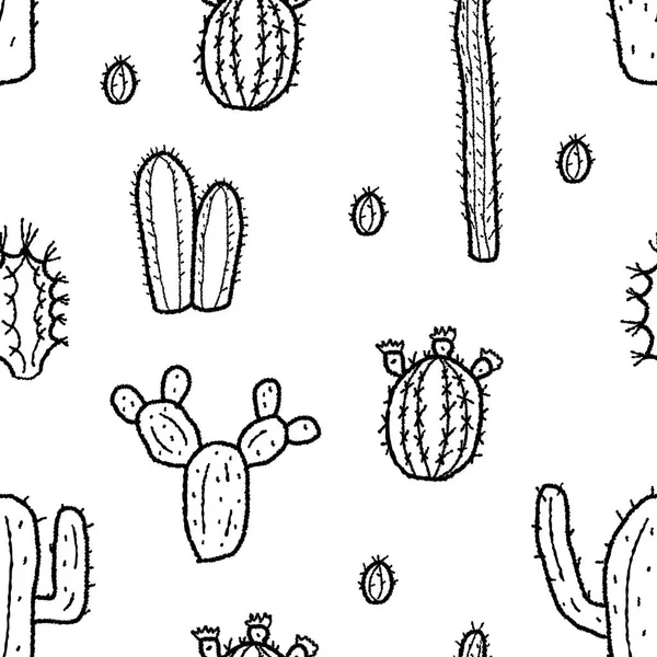 Patrón de garabato de cactus — Archivo Imágenes Vectoriales