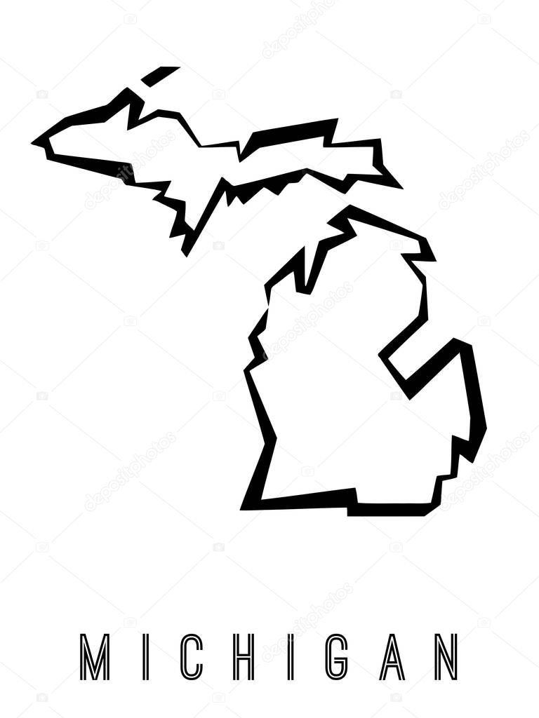 Michigan map outline - US state shape sharp polygonal geometric style vector.