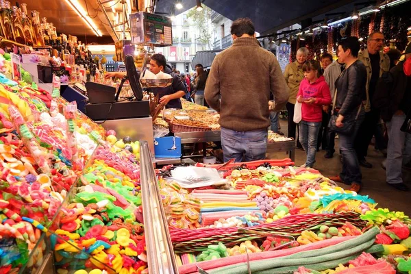 在巴塞罗那 boqueria 市场 — 图库照片