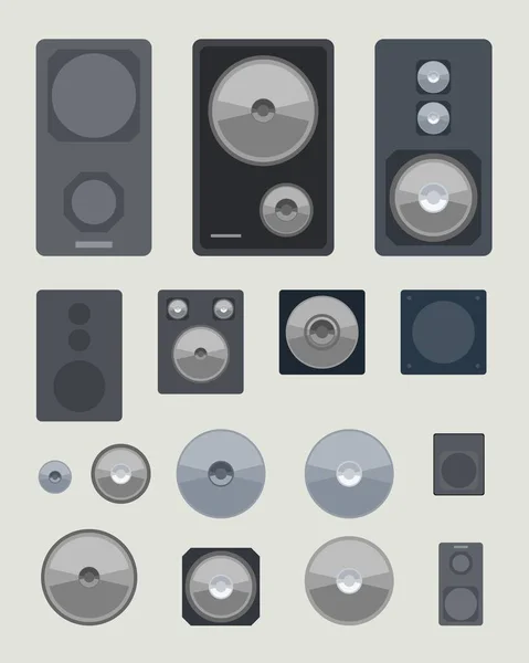 Set d'objets - haut-parleurs audio — Image vectorielle