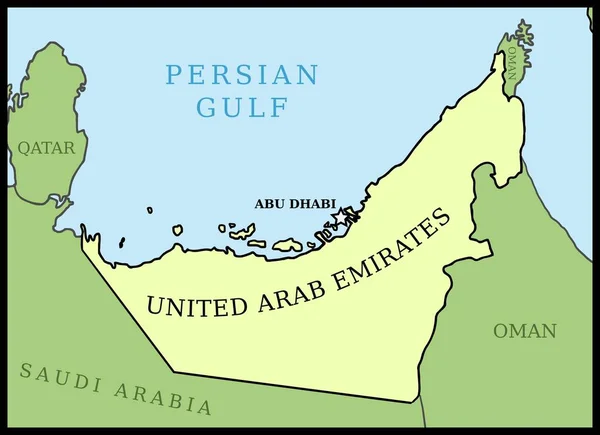 Mapa Zjednoczone Emiraty Arabskie Zea Mapa Kraju Wektor Zarys — Wektor stockowy