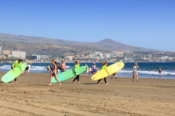 Surfing school, Gran Canaria — Stock Photo, Image