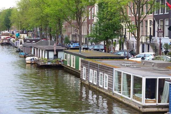 Amsterdam casa barcos — Fotografia de Stock