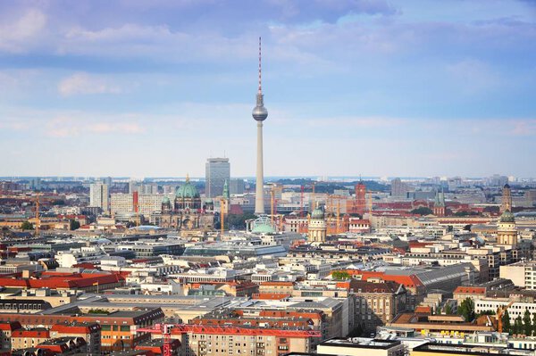 Berlin, Germany. Capital city architecture aerial view with TV Tower.