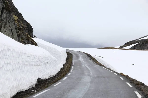 Noruega Snow Road — Fotografia de Stock