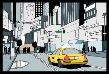 New York'ta gece - vektör çizim