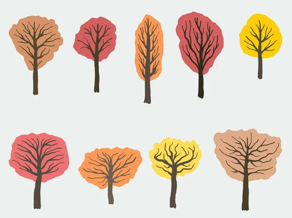 Colección de árboles de otoño — Vector de stock