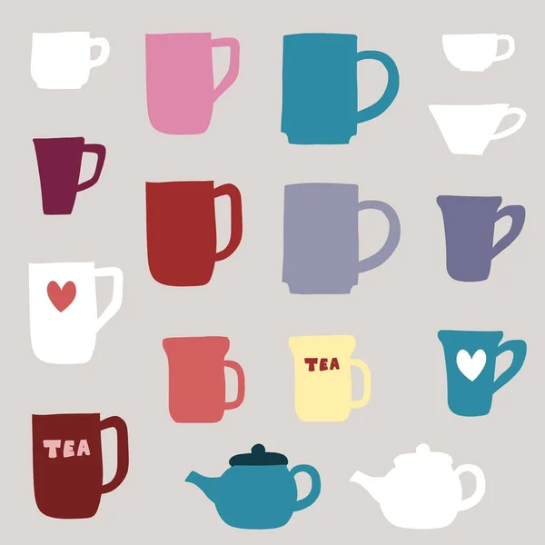 Tazas y tazas — Vector de stock