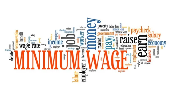 Płaca minimalna - słowo cloud Zarejestruj — Zdjęcie stockowe