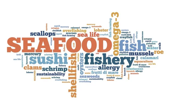 Seafood word cloud — Stock Photo, Image