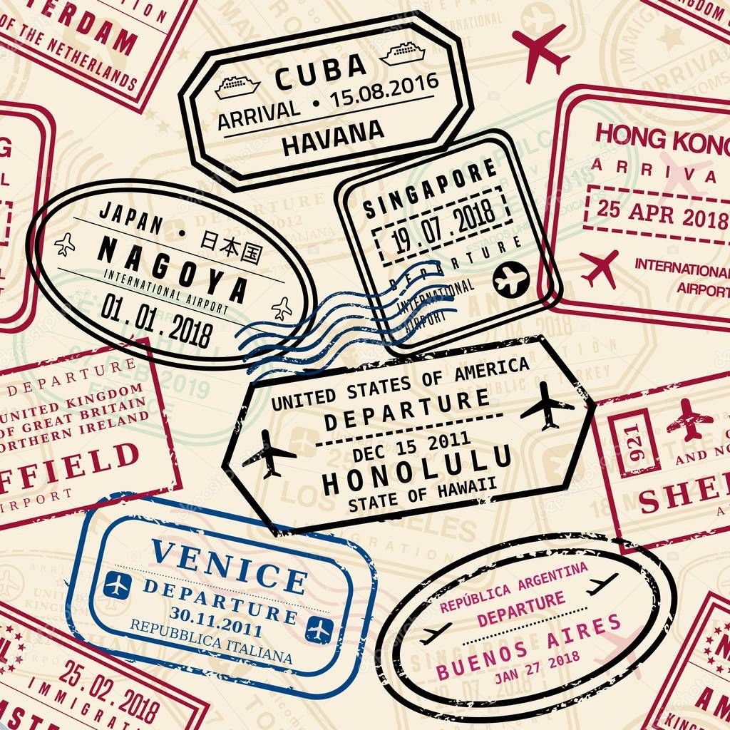 Passport stamps pattern