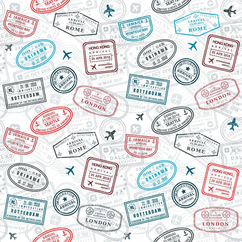 Passport stamps texture