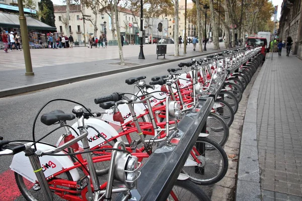 Barcelona Spanyolország November 2012 Bicing Kerékpár Barcelona Spanyolország Bicing Egyik — Stock Fotó