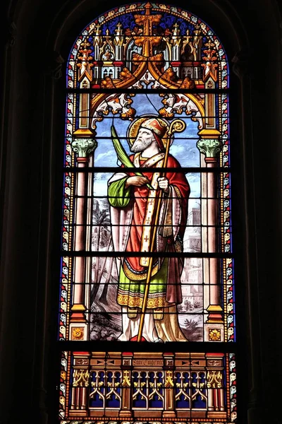 Madrid Hiszpania Października 2012 Święty Eugeniusz Papież Sztuki Witrażu Kościele — Zdjęcie stockowe