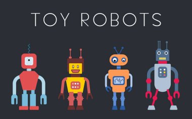 Retro robotlar vektörü