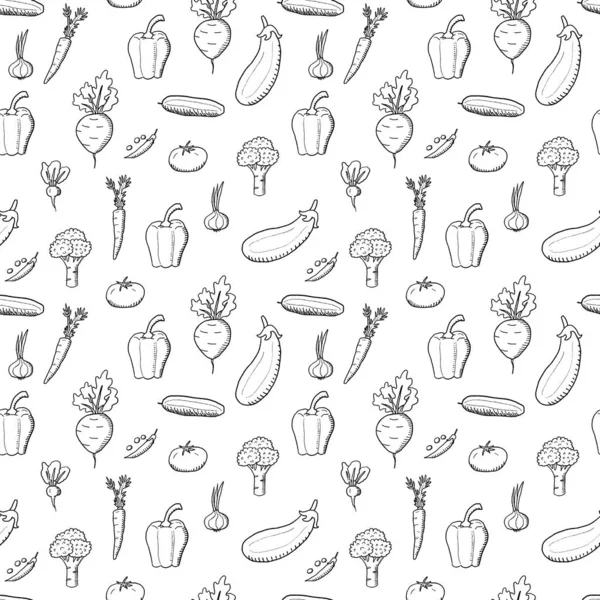 Nahtloses Doodle mit Gemüse — Stockvektor