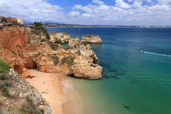 Portugali Maisema Atlantin Rannikon Maisema Algarven Alueella Praia Pinhao Hiekkaranta — kuvapankkivalokuva
