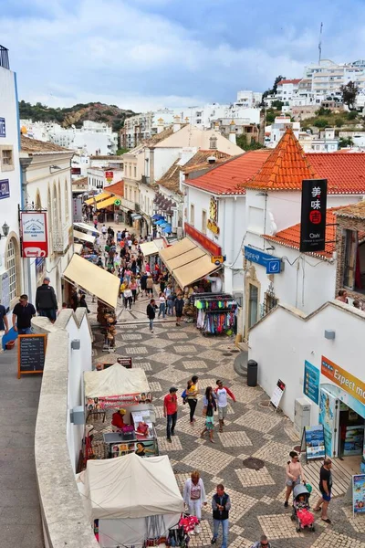 Albufeira Portugal May 2018 People Visit Downtown Albufeira Portugal Town — Stock Photo, Image