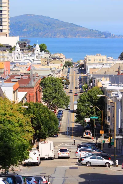 São Francisco Califórnia Vista Rua Cidade Com Nob Hill Russian — Fotografia de Stock