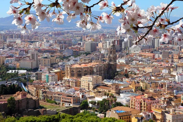 Malaga Ville Andalousie Région Espagne Vue Aérienne Depuis Montagne Gibralfaro — Photo