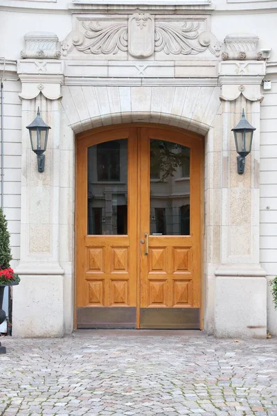 Gothenburg City Architecture Sweden Old Wooden Carved Door — Stock Photo, Image