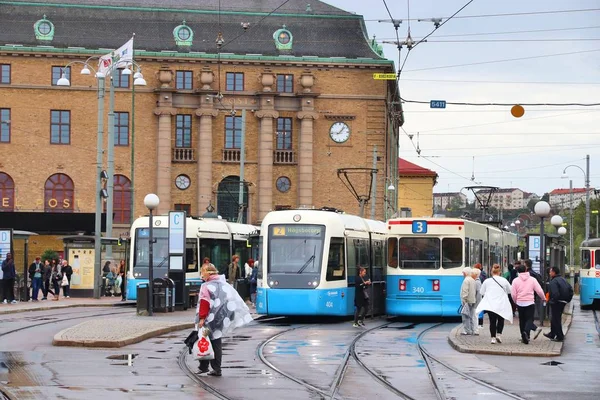 Gothenburg Schweden August 2018 Blaue Straßenbahn Schwedischen Göteborg Göteborg Hat — Stockfoto