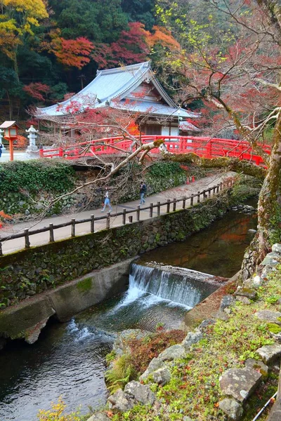 Punainen Japanilainen Silta Minoo Parkissa Osakan Lähellä Japanissa — kuvapankkivalokuva