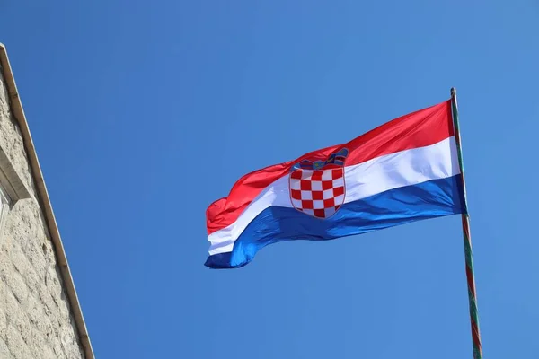 Bandiera Croazia Nel Centro Storico Korcula Colori Nazionali Croati — Foto Stock