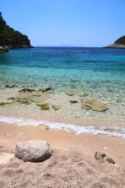 Praia Pupnatska Luka Croácia Ilha Korcula Mar Adriático Paisagem Costeira — Fotografia de Stock