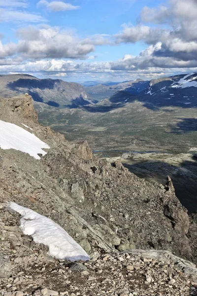 Noruega Natureza Parque Nacional Jotunheimen Trilha Cume Besseggen Entre Dois — Fotografia de Stock