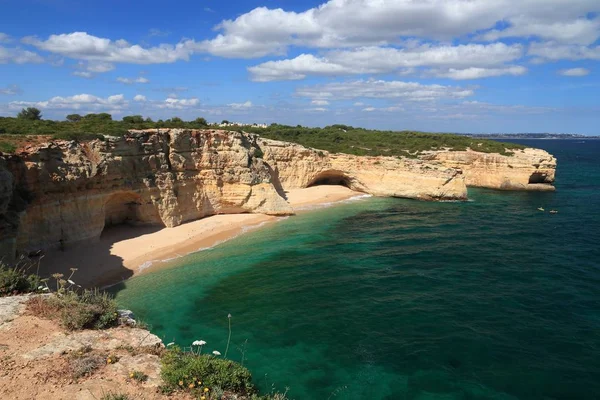 Portugal Paisaje Costero Atlántico Región Del Algarve Zona Playa Marinha —  Fotos de Stock