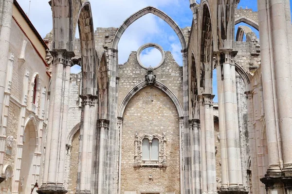 Lisbonne Point Repère Portugal Couvent Carmo Église Détruite Après Tremblement — Photo