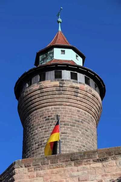 Sinwell Kulesi Ile Nuremberg Kalesi Manzarası Almanya Bir Dönüm Noktası — Stok fotoğraf