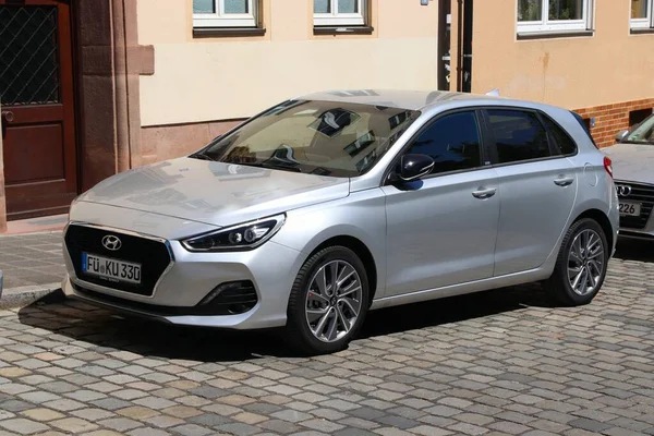 Nuremberg Almany Mayıs 2018 Almanya Park Edilmiş Silver Hyundai I30 — Stok fotoğraf