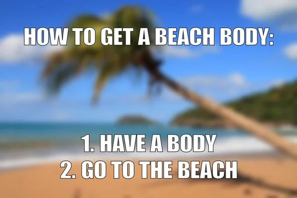 Spiaggia Corpo Divertente Meme Condivisione Social Media Meme Vacanze — Foto Stock