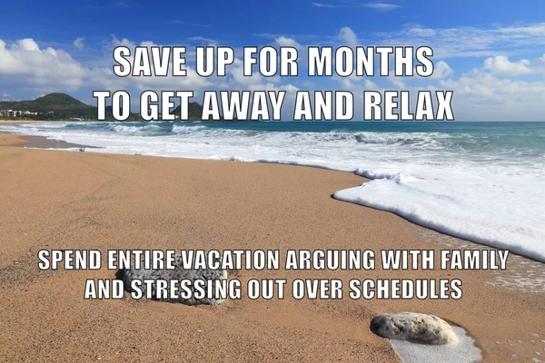 Vacanza Stress Divertente Meme Condivisione Social Media Memi Spiaggia — Foto Stock