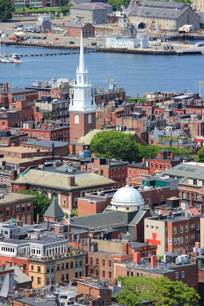 Boston Vista Aérea Cidade Com North End Paisagem Urbana — Fotografia de Stock