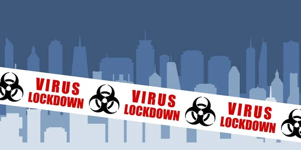 Blocco Del Virus Nastro Barriera Sulla Città Pandemia Coronavirus — Vettoriale Stock