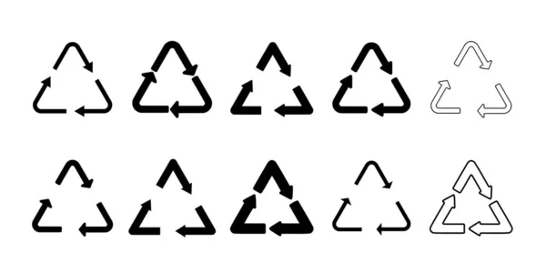 Conjunto Ícones Reciclagem Símbolo Material Reciclagem Resíduos — Vetor de Stock