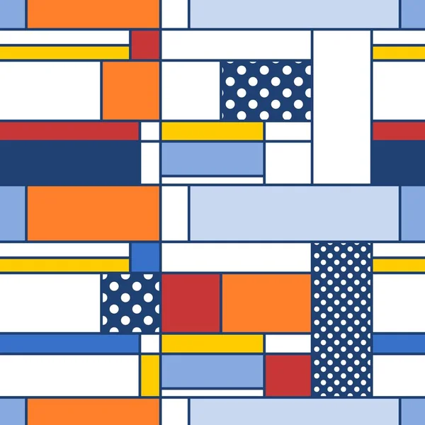 Einfaches Modernes Muster Nahtlose Textur Mondrian Stil Design Für Geschenkpapier — Stockvektor