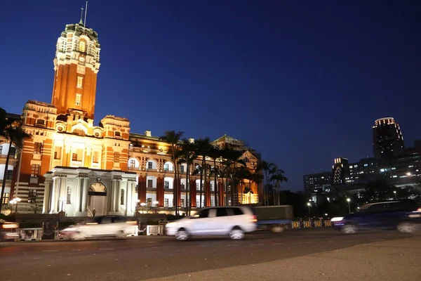 Taiwans Wahrzeichen Das Gebäude Des Präsidialamtes Taipeh Nachtsicht — Stockfoto