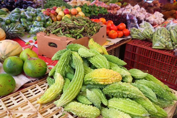 Mercato Alimentare Guadalupa Prodotti Ortofrutticoli Caraibici — Foto Stock